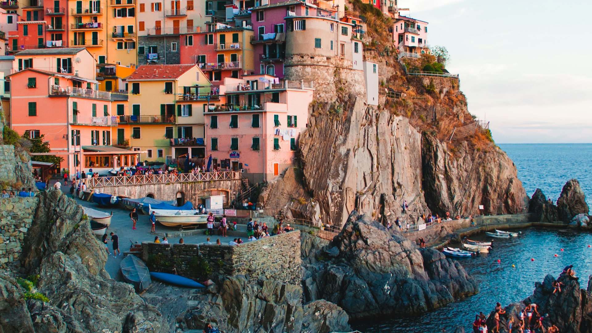 Manarola village at dusk, Cinque Terre, Italy